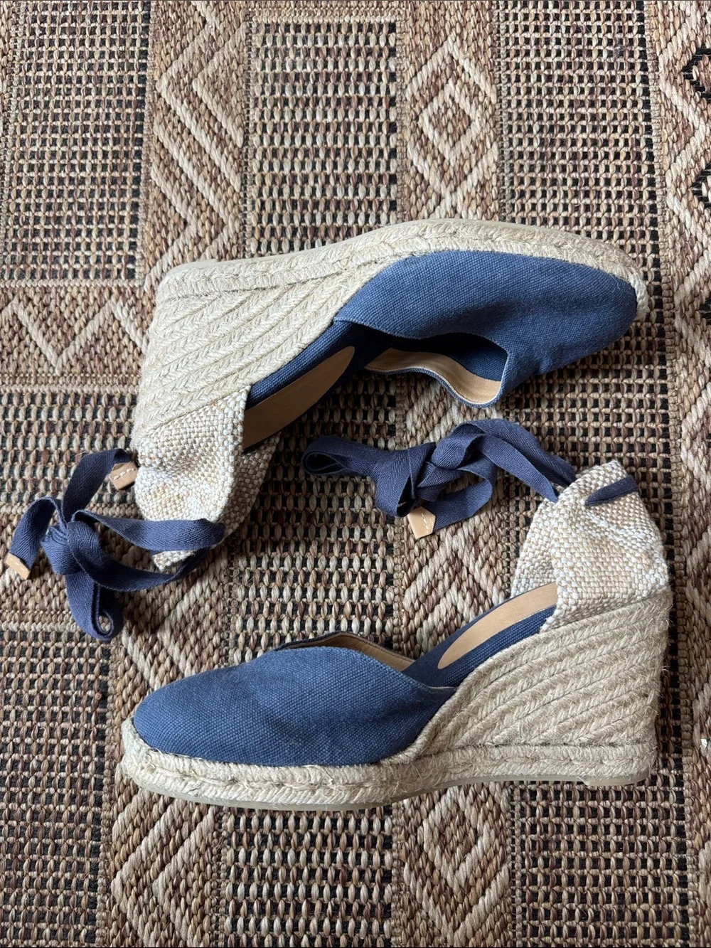 CASTANER Chiara Wedge Espadrilles Dark Blue Canvas Size 40 (9)